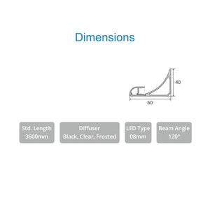 JS-JAS Corner Cove Alluminium Profile For Strips 033-JAS-S6040