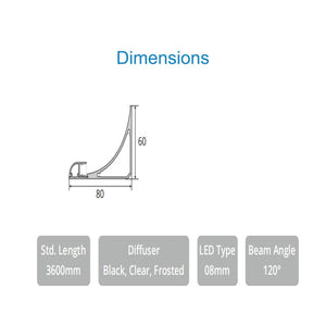 JS-JAS Corner Cove Alluminium Profile For Strips 034-JAS-S8060