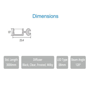 JS-JAS JSAS-Basic LP 01-08 Surface Adjustable Wardrobe Alluminium Profile For Strips 037-JAS-S2607