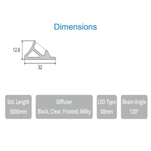 JS-JAS JSAS-Retail Surface 01 Shelf Light Alluminium Profile For Strips 039-JAS-S3213