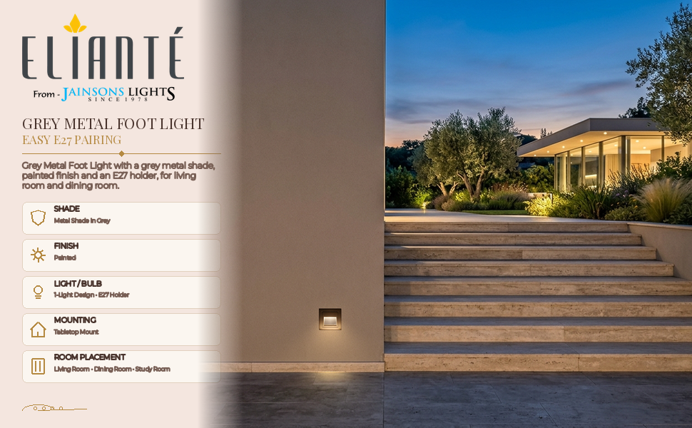 ELIANTE Grey Metal Foot Light - 32723-WW-GREY-BODY-OUTDOOR - by Jainsons Lights - Inbuit LED