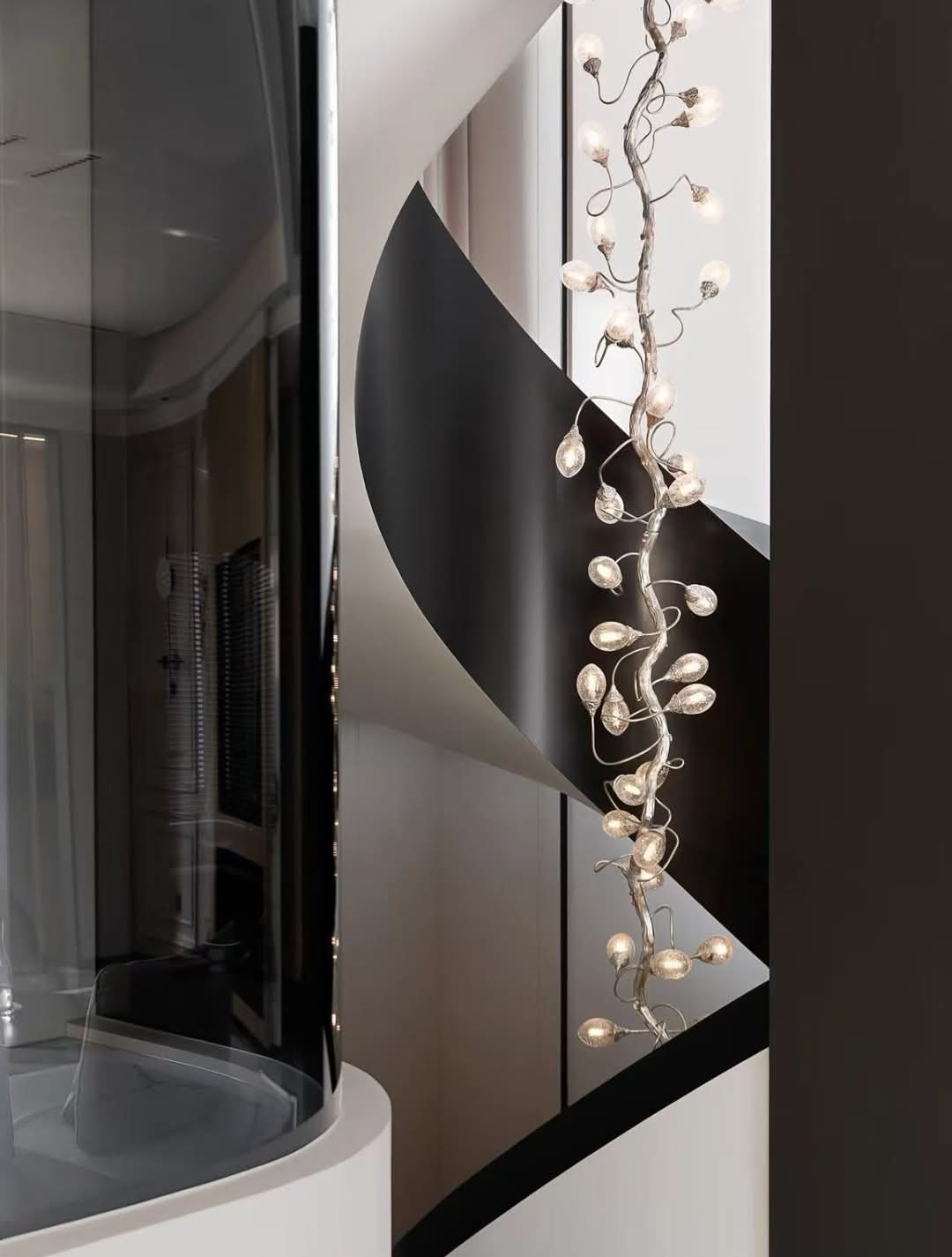 Frosted Plum Glass Branch Chandelier – A Statement Piece for Grand Staircases