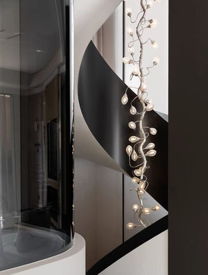 Frosted Plum Glass Branch Chandelier – A Statement Piece for Grand Staircases