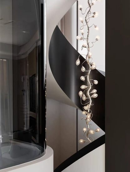 Frosted Plum Glass Branch Chandelier – A Statement Piece for Grand Staircases