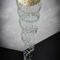 Our 3D design render of the crystal butterfly spiral chandelier with its mirror-gold ceiling plate