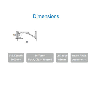 JS-JAS JSAS-Shelf Surface Asysmetric Shelf Light Alluminium Profile For Strips 041-JAS-S2110
