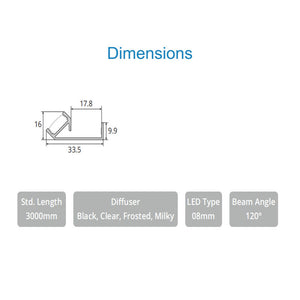 JS-JAS JSAS-Edge Profile Sided Shelf Edge Alluminium Profile For Strips 043-JAS-S3416