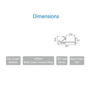 JS-JAS JSAS-Edge Profile Sided With Veneer Slot Shelf Edge Alluminium Profile For Strips 044-JAS-S3416