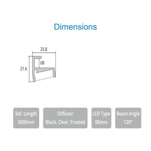 JS-JAS JSAS-Retailglass Mounted - 01 Glass Shelf Alluminium Profile For Strips 047-JAS-S2622