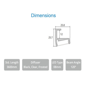 JS-JAS Jas Glass Mounted 02 Glass Shelf Alluminium Profile For Strips 048-JAS-S2626