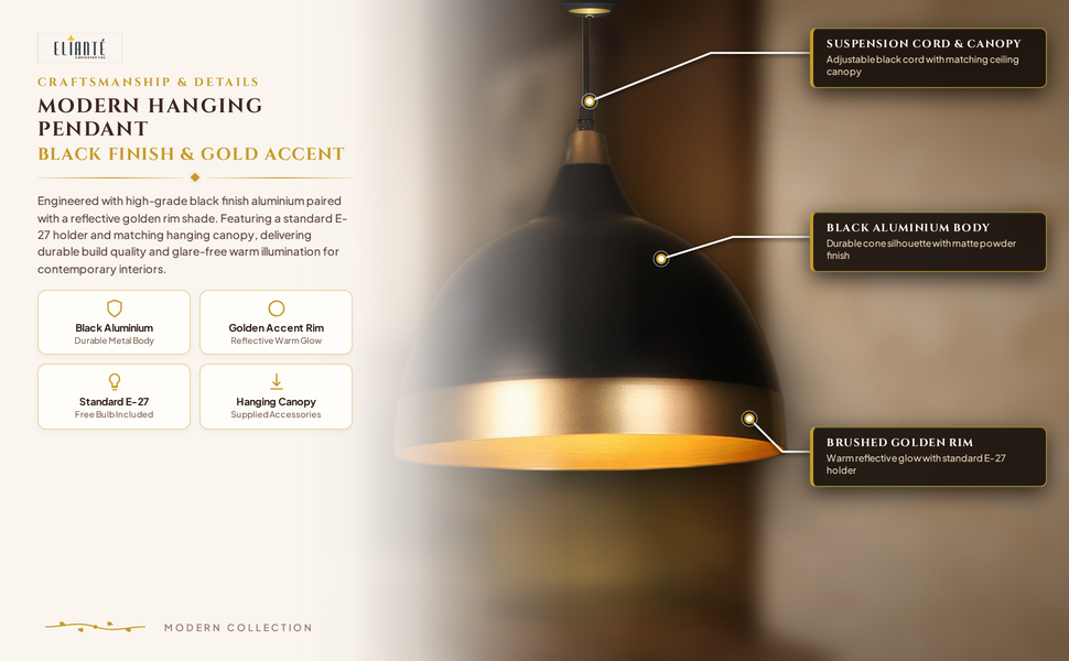 Modern Hanging Pendant Light construction detail