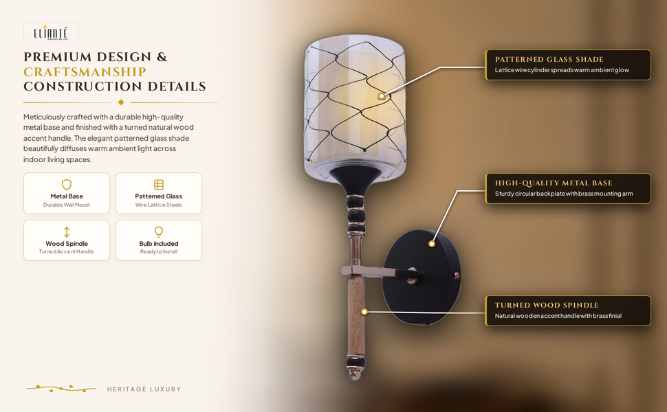 ELAINTE Premium Wall Light construction detail