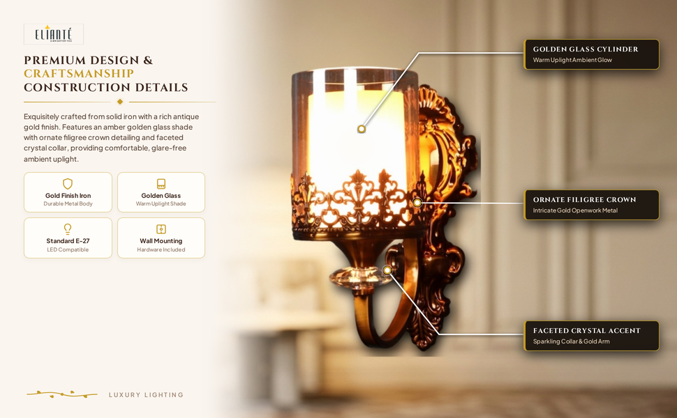 Saye Modern Single Wall Light construction detail