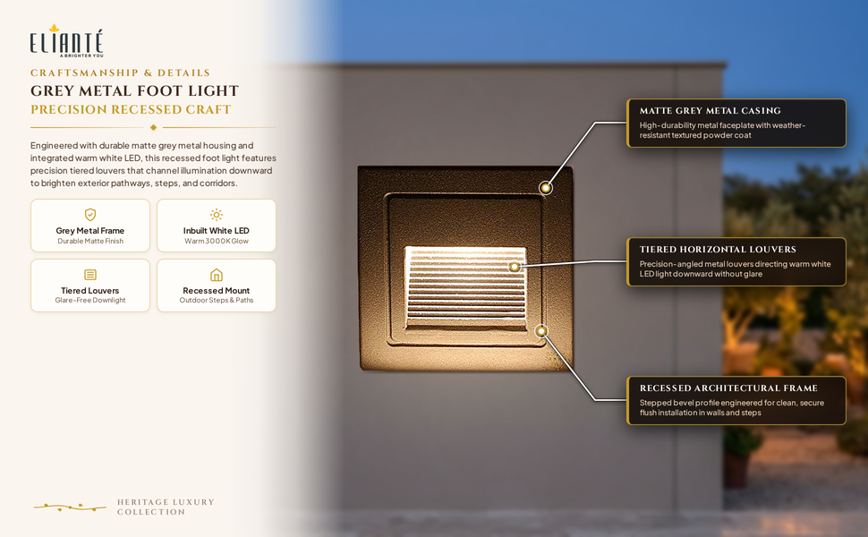 Grey Metal Foot Light - 32723-WW-GREY-BODY-OUTDOOR - by Jainsons Lights - Inbuit LED construction