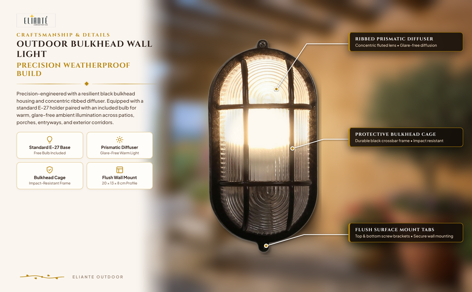 Plastic Outdoor Wall Light Black for Living Room, Bedroom, Dining Room, Kitchen construction detail