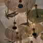 Windsong Ripple Glass Wall Chandelier – An Illuminated Sculpture with Gilded Birds in Flight