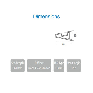 JS-JAS LP 05-02 Wall Triangle Wall Up Light Alluminium Profile For Strips 054-JAS-S6526