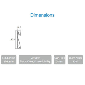 JS-JAS Skirting Alluminium Profile For Strips 059-JAS-S1880
