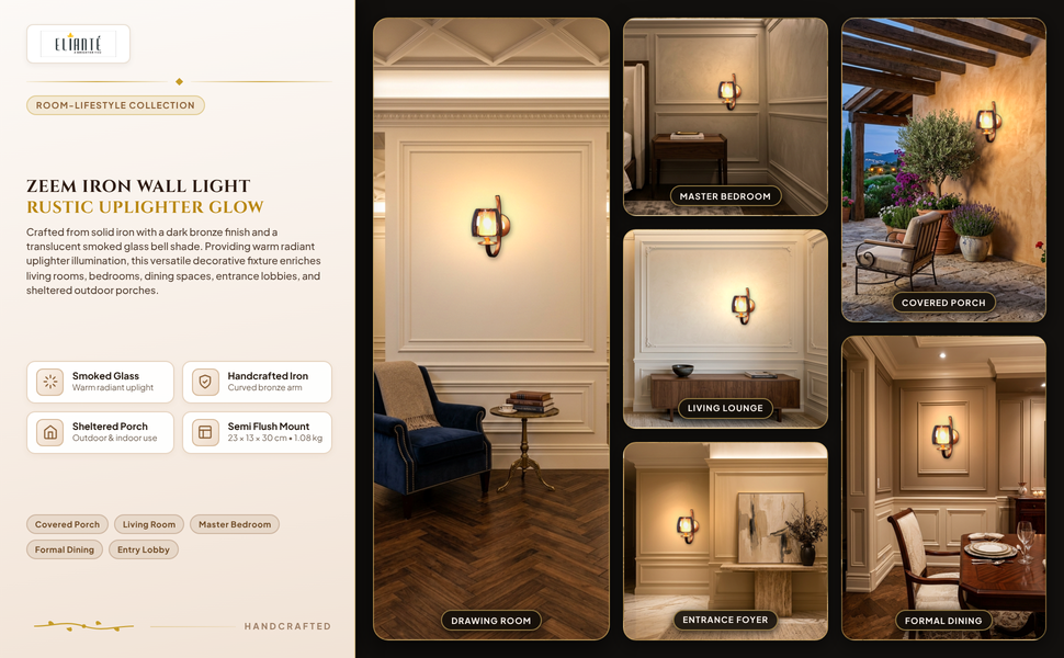 ELIANTE Zeem Iron Wall Light Room Lifestyle Grid