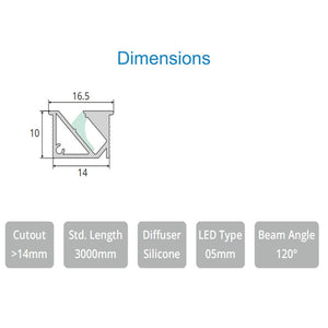 JS-JAS JSAS-Mfs-1410 Shelf Light Alluminium Profile For Strips 064-JAS-R1410