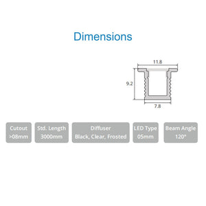 JS-JAS JSAS-Mirco Rm0809 Trim Recessed Alluminium Profile For Strips 069-JAS-R0809