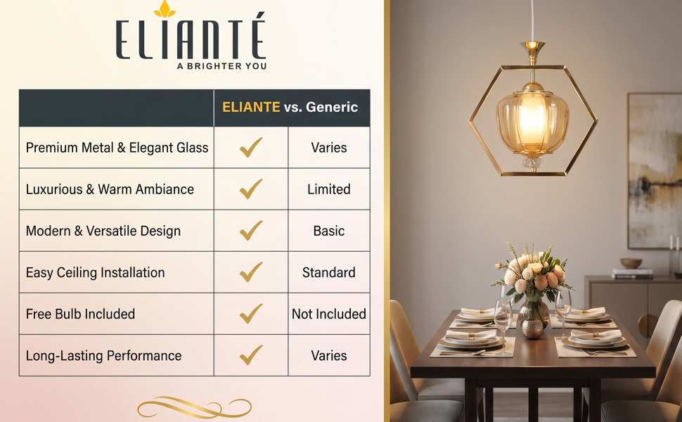 Modern Glass Hanging Light for Living Room & Dining Area comparison table