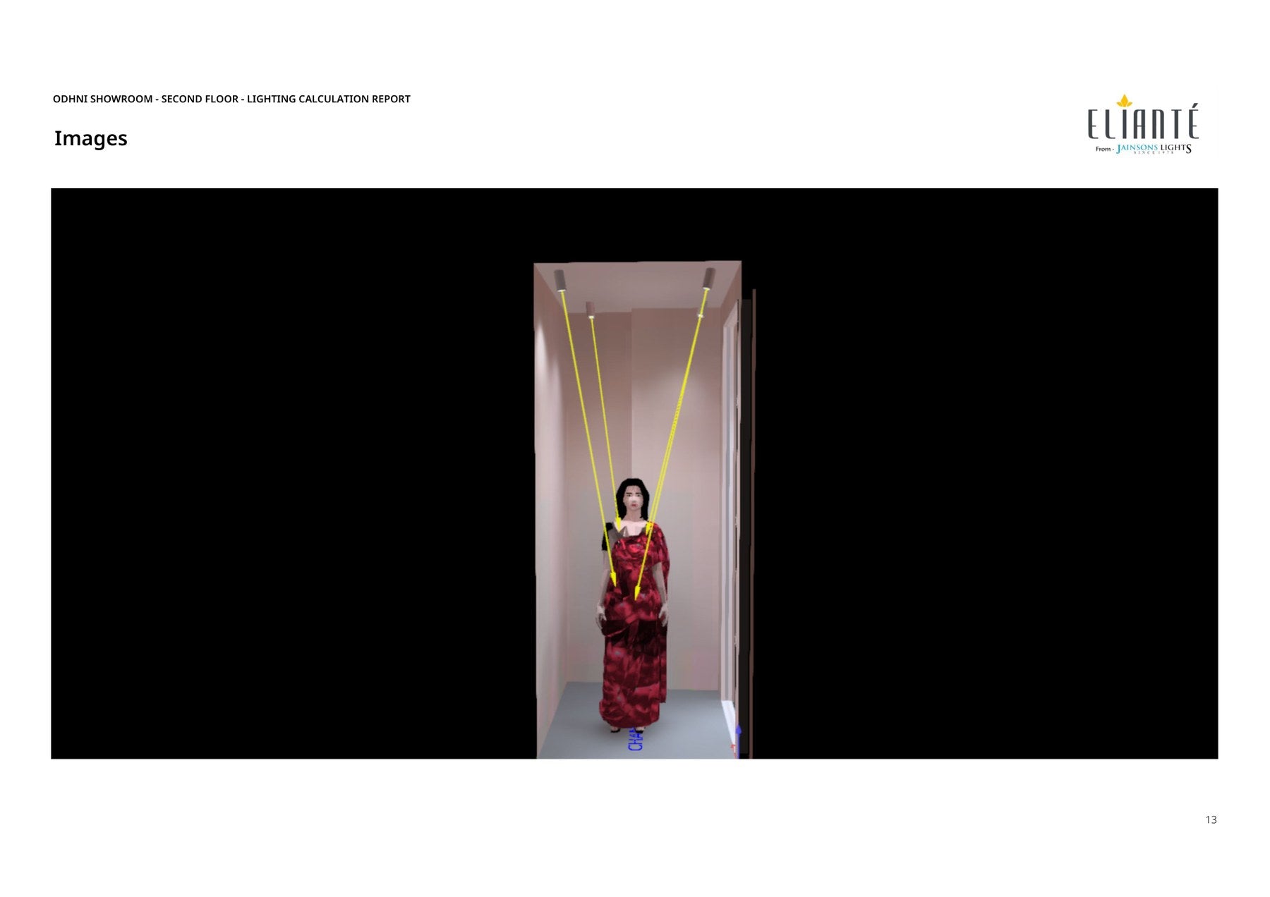 Odhni Sarees — change room with re-aimable pull-out downlights for flattering mirror view