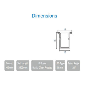 JS-JAS JSAS-Mirco Rm1214 Trim Recessed Alluminium Profile For Strips 071-JAS-R1214
