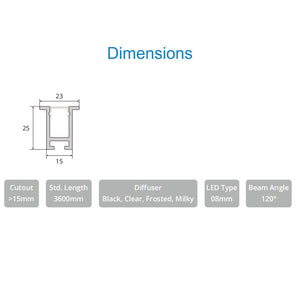 JS-JAS JSAS-Linea 1525 Trim Recessed Alluminium Profile For Strips 072-JAS-R1525