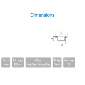 JS-JAS JSAS-Basic LP 01-04 Recessed Alluminium Profile For Strips 073-JAS-R1606