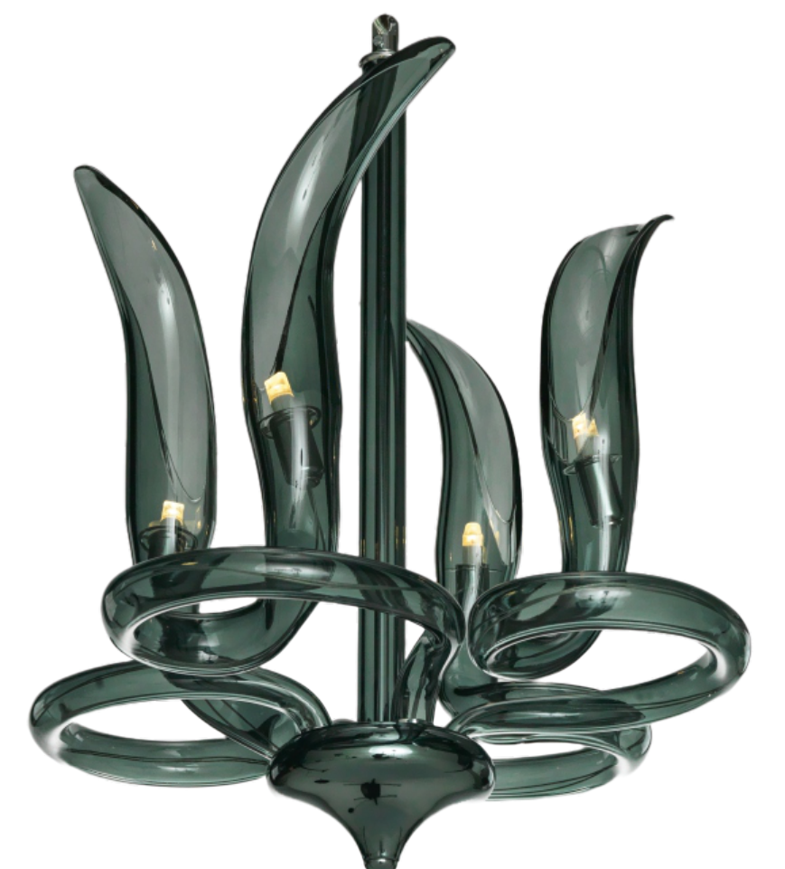 Iris Cristal (Spain) California 4-Light Smoke Green Crystal Chandelier