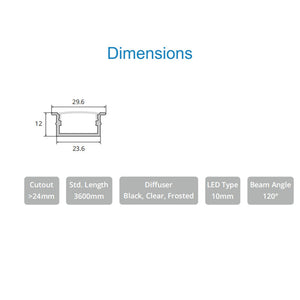 JS-JAS JSAS- Eco 2512 Trim Recessed Alluminium Profile For Strips 076-JAS-R2512