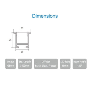 JS-JAS JSAS-Linea 2525 Trim Recessed Alluminium Profile For Strips 078-JAS-R2525
