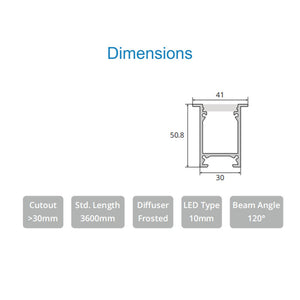 JS-JAS JSAS-Linea 3050 Trim Recessed Alluminium Profile For Strips 079-JAS-R3050