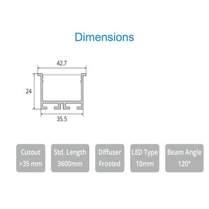 JS-JAS JSAS-Eco 3520 Trim Recessed Alluminium Profile For Strips 080-JAS-R3524