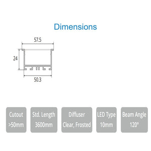 JS-JAS JSAS-Eco 5020 Trim Recessed Alluminium Profile For Strips 082-JAS-R5024