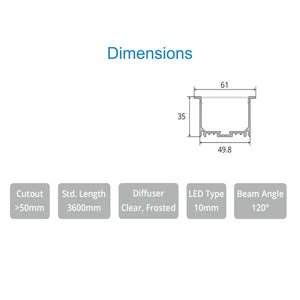 JS-JAS JSAS-Eco 5035 Trim Recessed Alluminium Profile For Strips 083-JAS-R5035