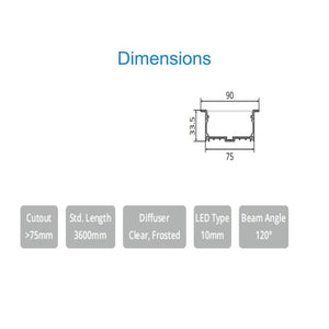 JS-JAS JSAS-Eco 7535 Trim Recessed Alluminium Profile For Strips 085-JAS-R7535