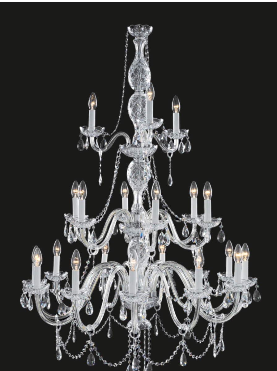 Iris Cristal (Spain) Victorian 21-Light Clear & Chrome Crystal Chandelier