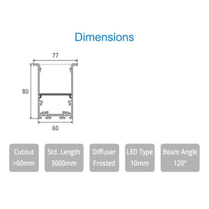 JS-JAS Jas Linea 6080 Trim Glow Alluminium Profile For Strips 086-JAS-R6080