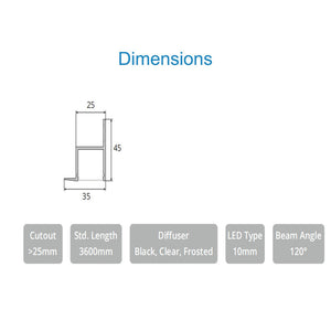 JS-JAS LP 09-01 Surface Cove Cove Alluminium Profile For Strips 092-JAS-R3545