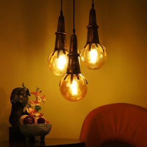 ELIANTE Gold Iron Base Gold White Shade Hanging Light - 095-3Lp - Bulb Included
