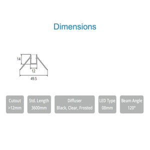 JS-JAS JSAS-Pop Corner In 1214 Pop In-Corner Recessed Trimless Alluminium Profile For Strips 098-JAS-R1214