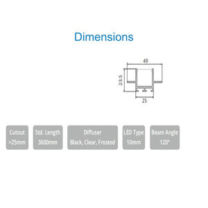 JS-JAS JSAS-Pop Wings 2525 Recessed Trimless Alluminium Profile For Strips 099-JAS-R2525