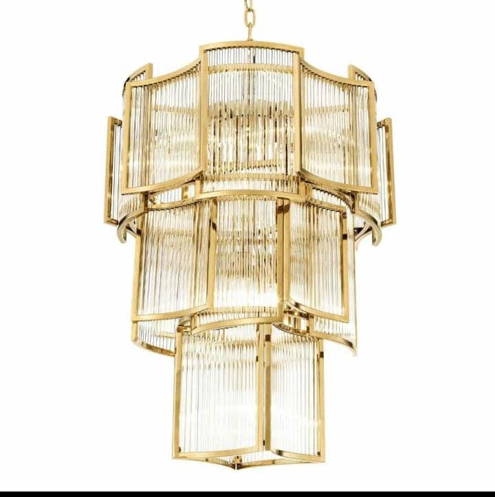 Art Deco Crystal Rod Lantern Chandelier – A Statement Piece for Double-Height Foyers
