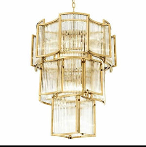 Art Deco Crystal Rod Lantern Chandelier – A Statement Piece for Double-Height Foyers