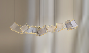 Customisable Ribbon-Form Glass Pencil Chandelier – Made to Order