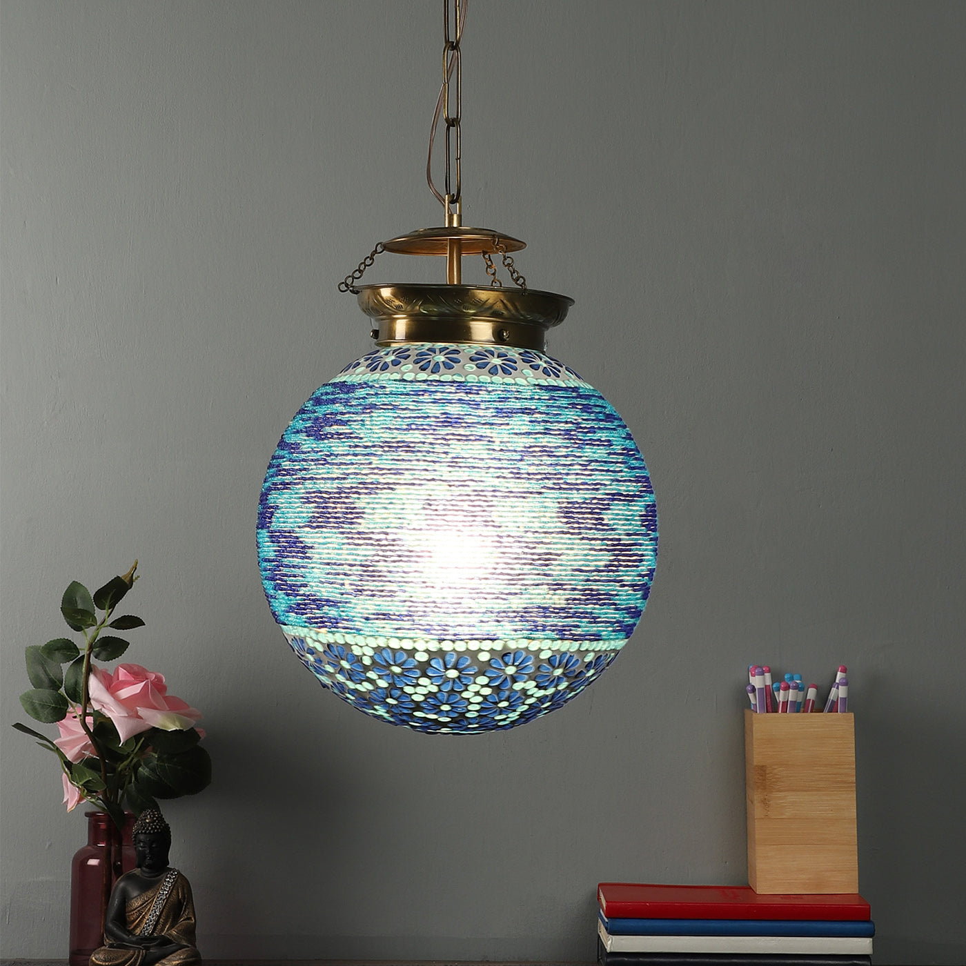 Antique brass Brass Hanging Light 10-INCH-DOOM-BK