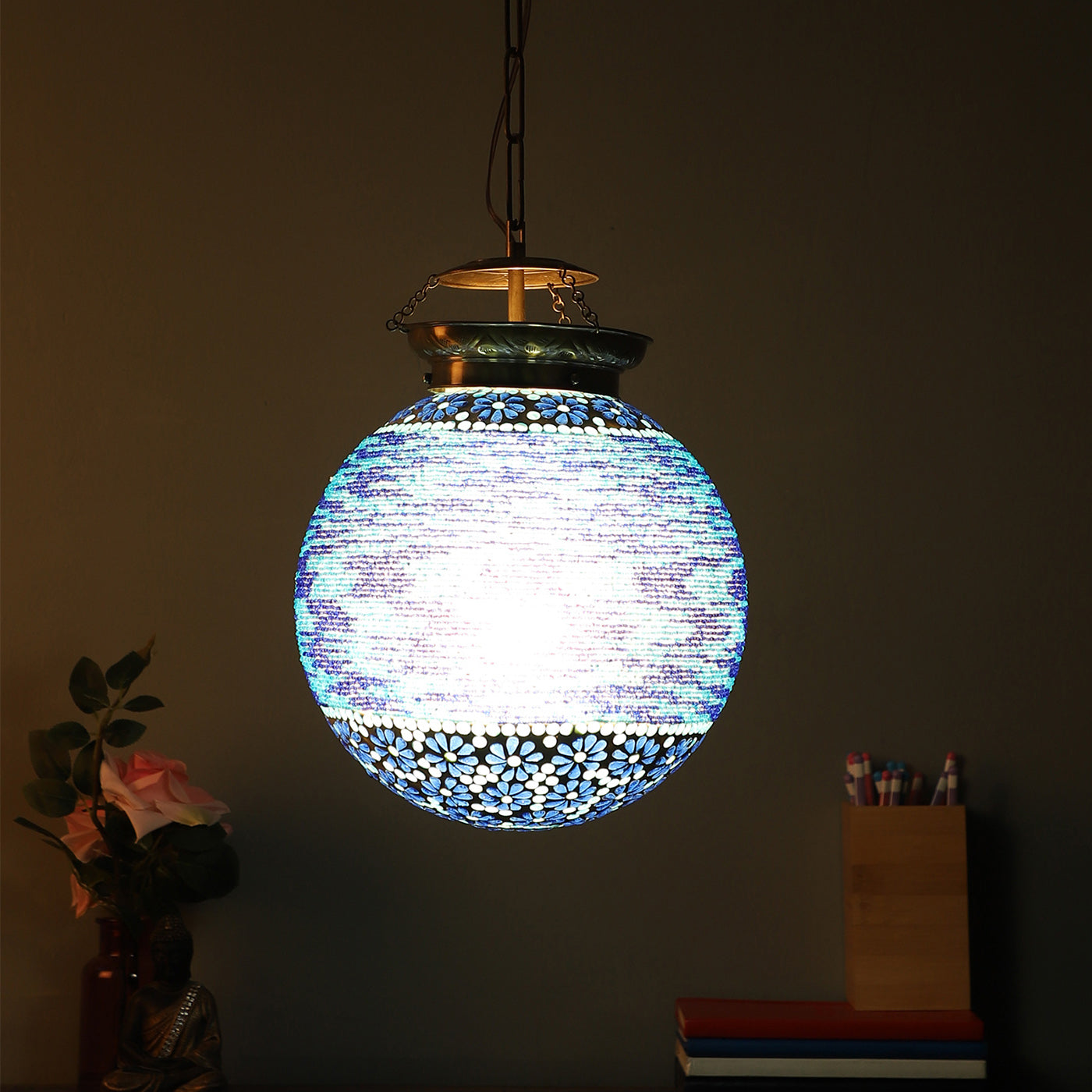 Antique brass Brass Hanging Light 10-INCH-DOOM-BK