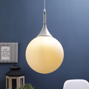 White Metal Hanging Light - 10-INCH-DOOM-MF - Included Bulb